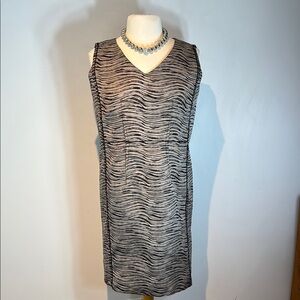 Lafayette 148 NYC classic zebra print sleeveless dress black/grey size 10